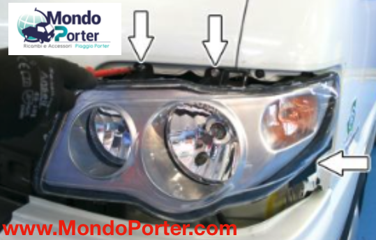 sostituzione lampadine piaggio porter faro anteriore