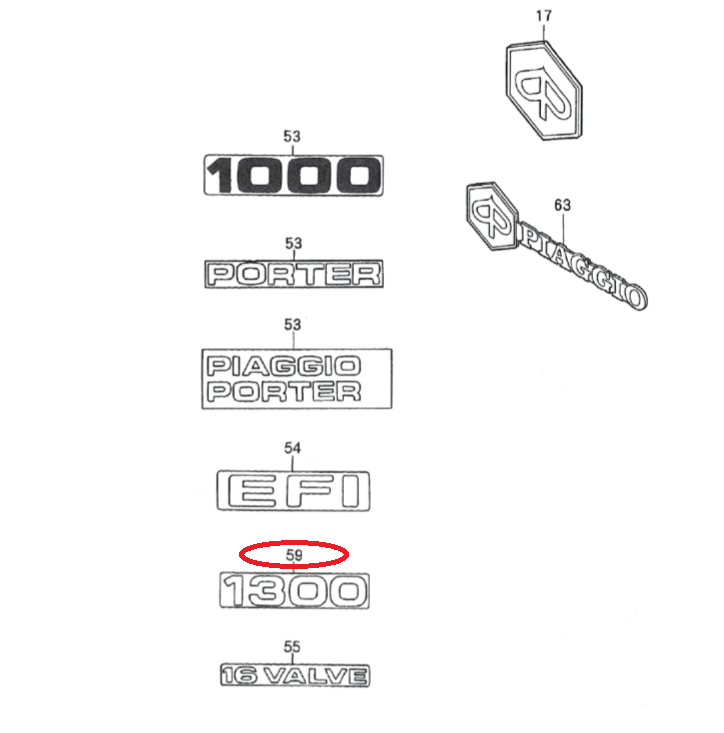 Sigla Adesiva Posteriore "1300 " 7547487Z01000 - Mondo Porter