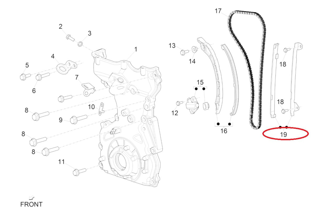 Pattino Tendicatena Fisso Piaggio Porter Multitech E6 1A005546 - Mondo Porter