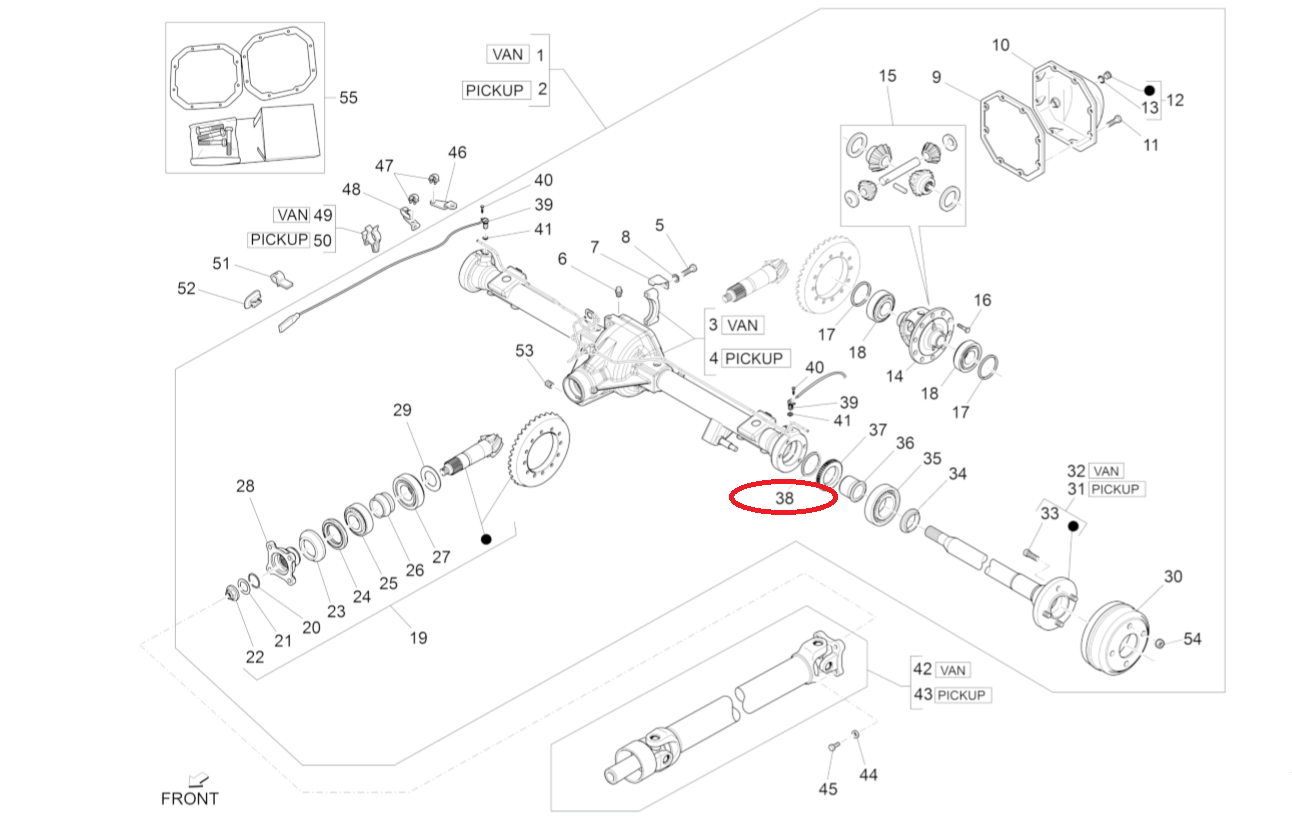 Paraolio Semiasse Posteriore Piaggio Porter Multitech E6 1R000090 - Mondo Porter