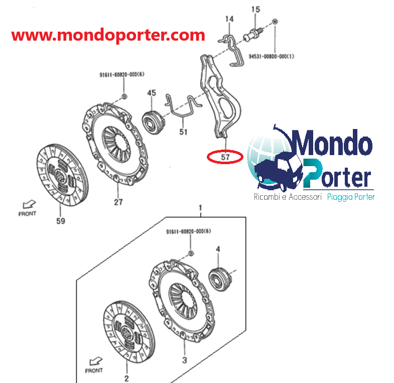 Forcella Frizione Piaggio Porter 1.3 16V 3123387503000 - Mondo Porter