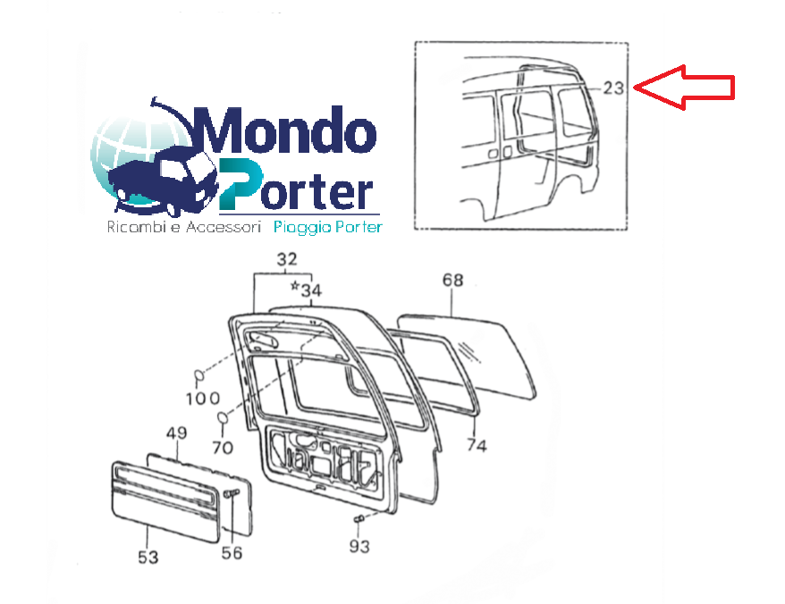 Guarnizione Portellone Posteriore Piaggio Porter Van 6788187Z01000 - Mondo Porter