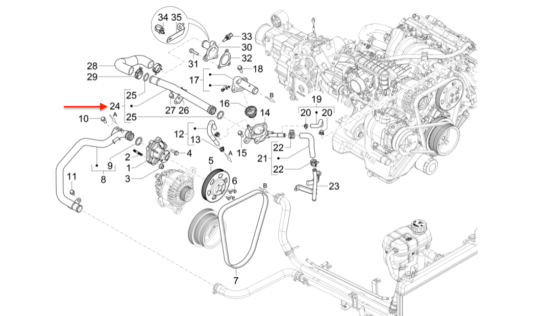 Tubo Acqua Piaggio Porter NP6 - 1A013097