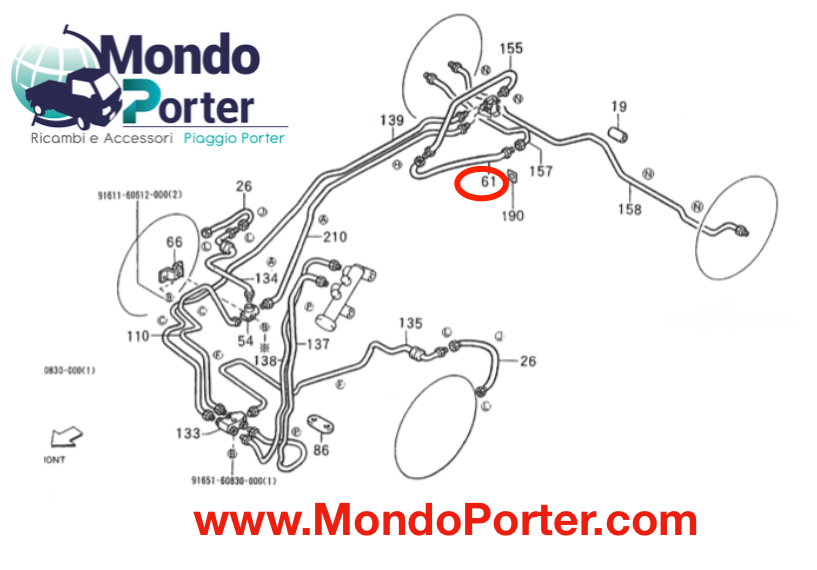 Tubo Freno Posteriore Piaggio Porter 9004922166000 - Mondo Porter