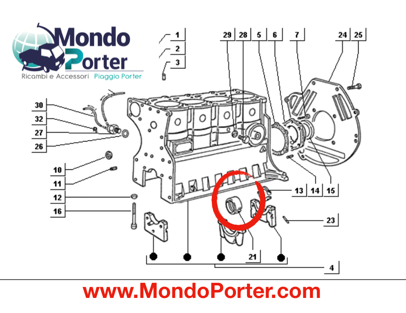 Bronzine Banco Piaggio Porter 1.4 diesel Lombardini - Mondo Porter