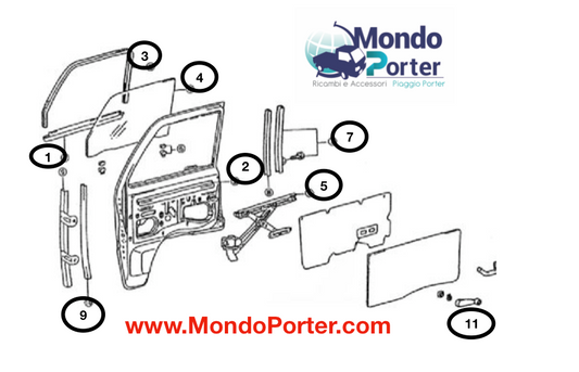 Montaggio / Smontaggio - Alzacristallo Piaggio Porter - Mondo Porter