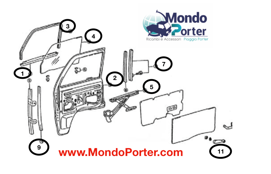 Montaggio / Smontaggio - Alzacristallo Piaggio Porter