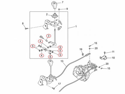 Kit Revisione Leva Comando Cambio Piaggio Porter