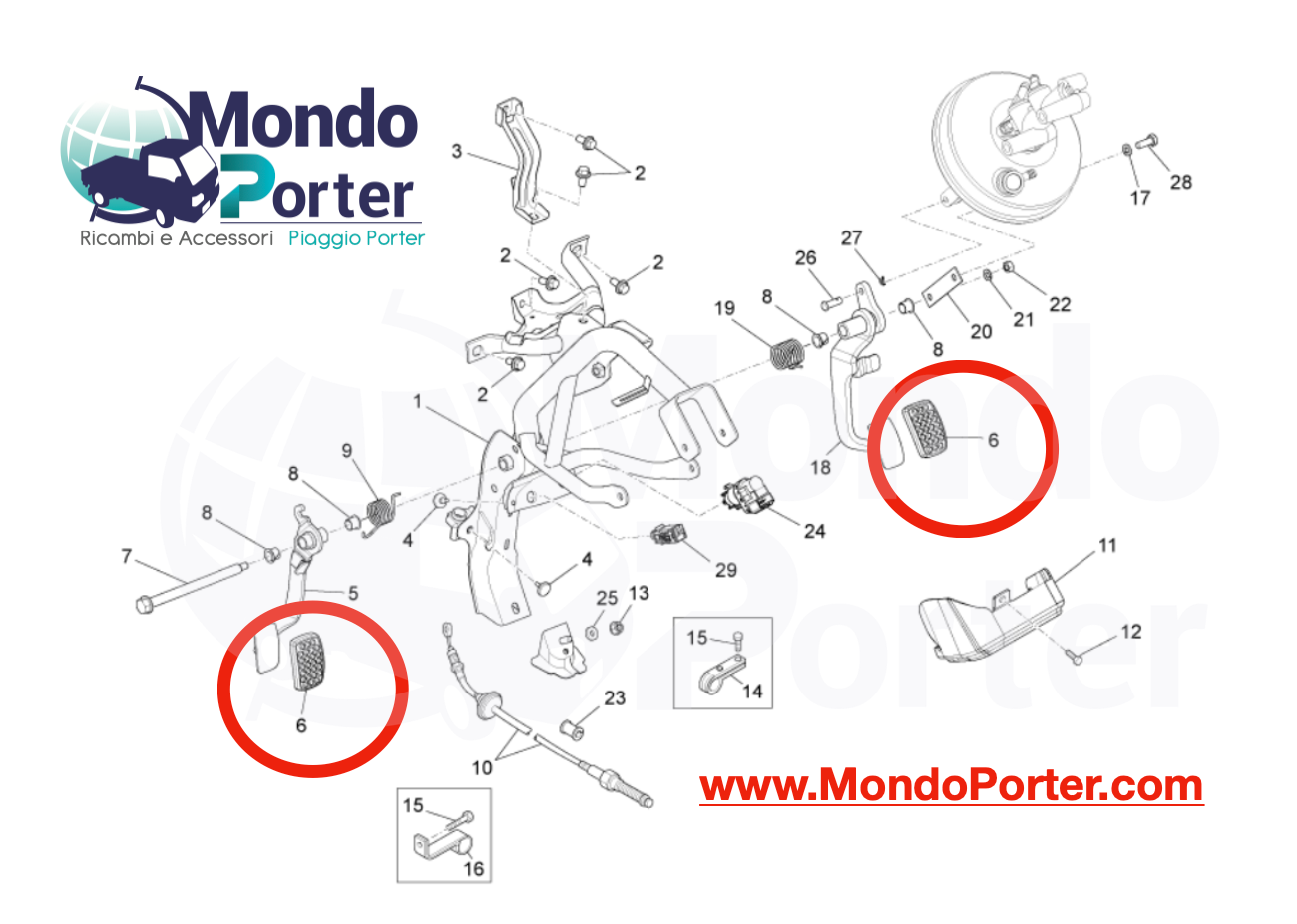 Gommina Copri Pedale Piaggio Porter dal 88 al 2020 - Mondo Porter