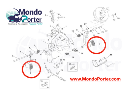 Gommina Copri Pedale Piaggio Porter dal 88 al 2020 - Mondo Porter