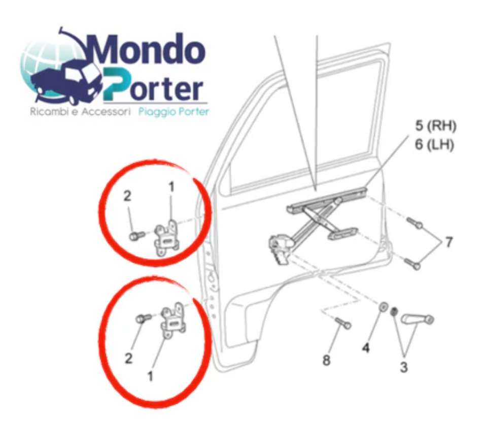 Cerniera Sportello Piaggio Porter oe 6871087Z01000 - Mondo Porter