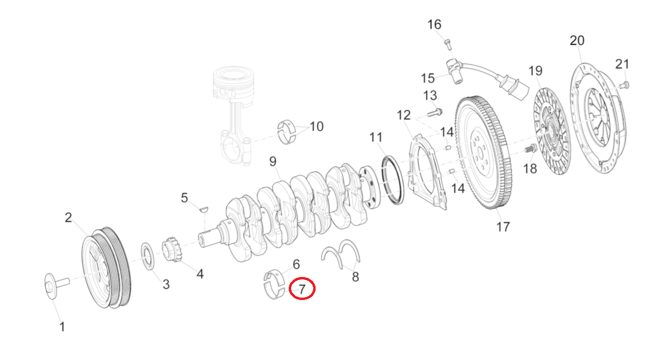 Semicuscinetto di Banco Inferiore Piaggio Porter E6 1A005552 - Mondo Porter