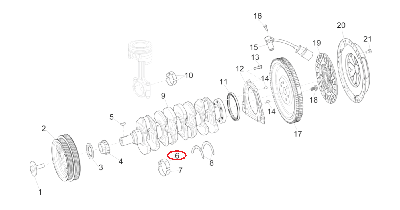 Semicuscinetto di Banco Superiore Piaggio Porter E6 1A005553 - Mondo Porter