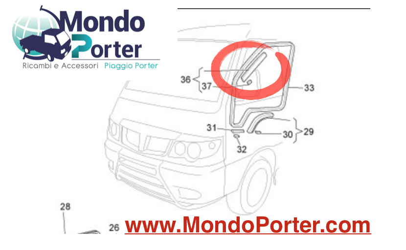 Guarnizione Montante Sportello SX Piaggi Porter - Mondo Porter