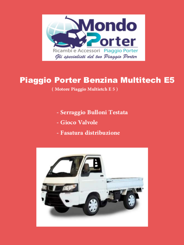 Manuale Motore - Piaggio Porter Benzina Multitech E5 - Mondo Porter