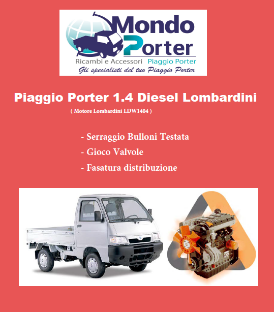 Manuale Motore - Piaggio Porter 1.4 Diesel Lombardini - Mondo Porter