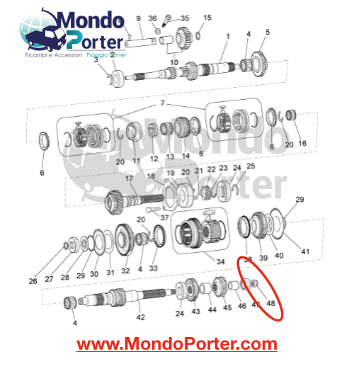 Dado Cambio Piaggio Porter Multitech B010456 - Mondo Porter