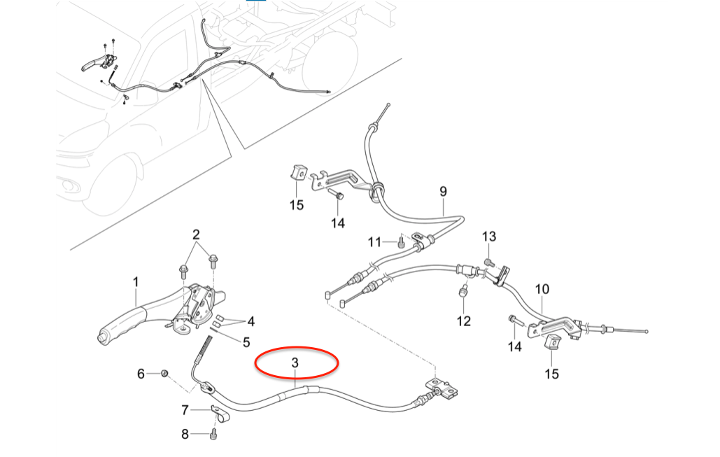 CAVO FRENO DI STAZIONAMENTO PIAGGIO PORTER NP6