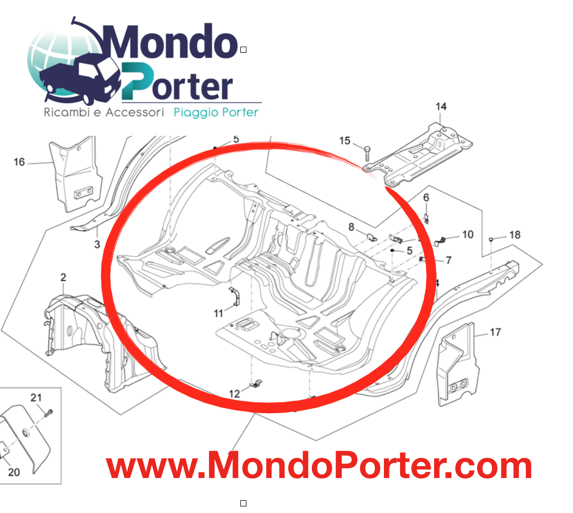 Pavimento Interno  Cabina Piaggio Porter - Mondo Porter