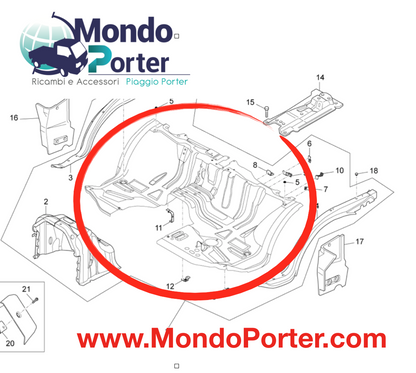 Pavimento Interno  Cabina Piaggio Porter - Mondo Porter