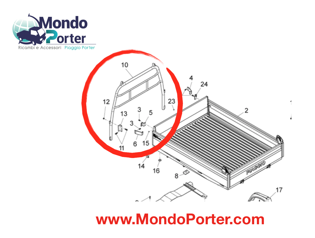 Paracabina Roll Bar  Piaggio Porter 646244 - Mondo Porter