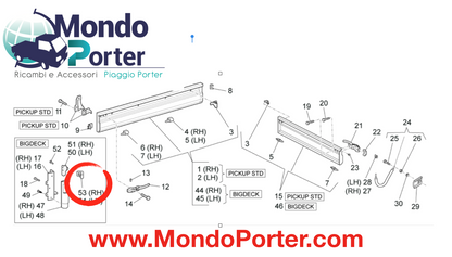 Supporto in Gomma Anteriore Dx Cassone Piaggio Porter - Mondo Porter