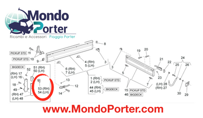 Supporto in Gomma Anteriore Sx Cassone Piaggio Porter - Mondo Porter