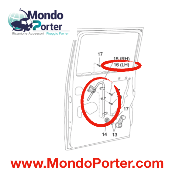 Alzacristallo Sinistro Piaggio Porter Van B005948 - Mondo Porter