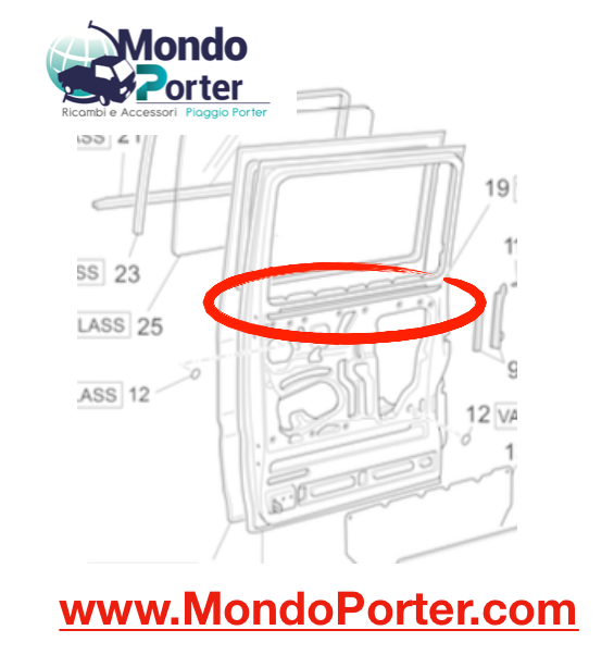 Guarnizione Rasavetro Interna SX Piaggio Porter Van - Mondo Porter