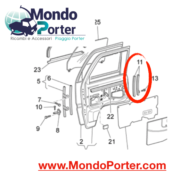 Staffa Alzacristallo Dx  Piaggio Porter - Mondo Porter