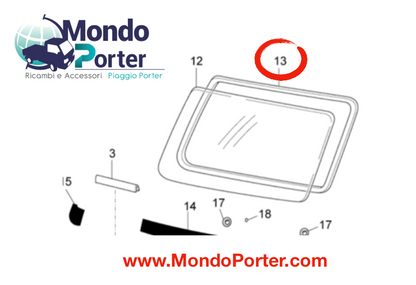 Guarnizione Vetro  Parabrezza Piaggio Porter 5612187Z01000 - Mondo Porter