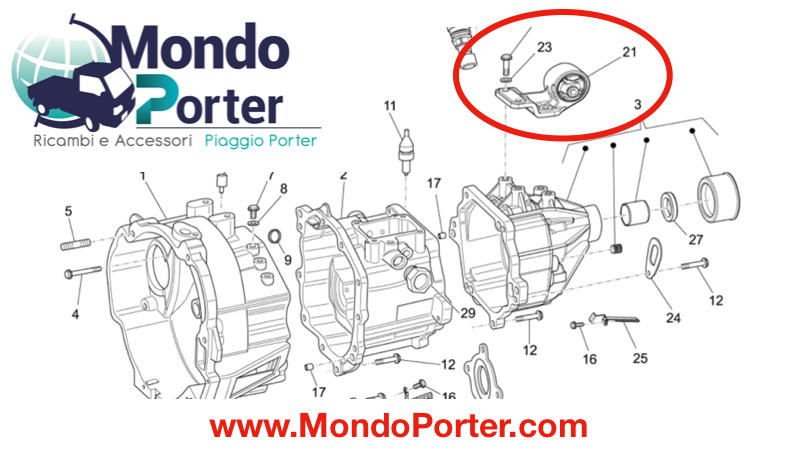 Supporto Cambio Piaggio Porter Multitech B010280 - Mondo Porter