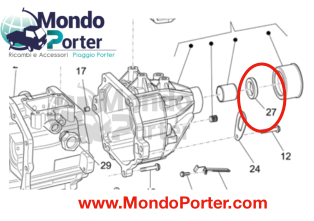 Paraolio Trasmissione Lato cambio Piaggio Porter Multitech - Mondo Porter