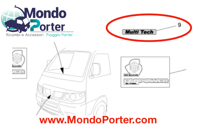 Targhetta Multitech Piaggio Porter - Mondo Porter