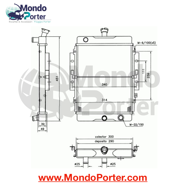 Radiatore Piaggio Porter 1.0 Van - Mondo Porter