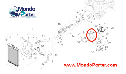 Tubo Manicotto Acqua Degasatore Piaggio Porter Multitech E6 DAM13R - Mondo Porter