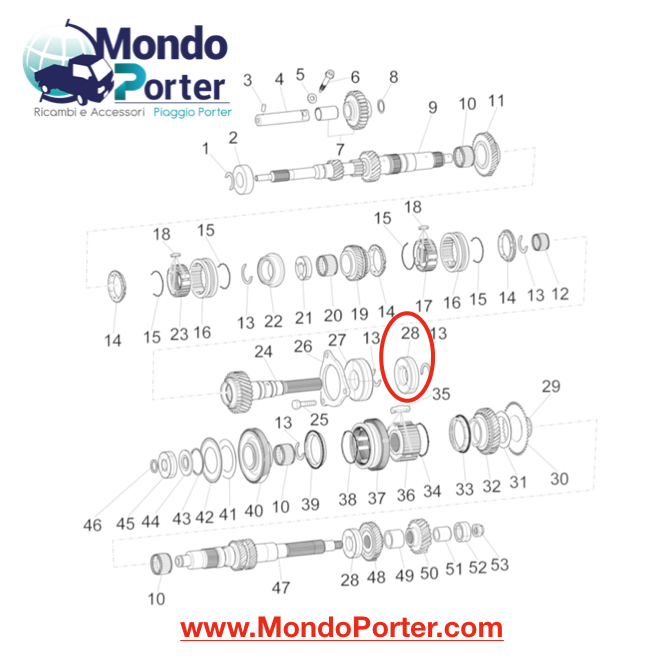 Cuscinetto a Sfere Scatola Cambio Piaggio Porter / 52 - Mondo Porter