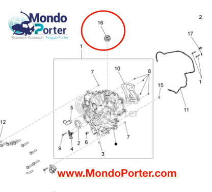 Tappo Carico Olio Piaggio Porter Diesel D120 -Motore BDT1M - Mondo Porter