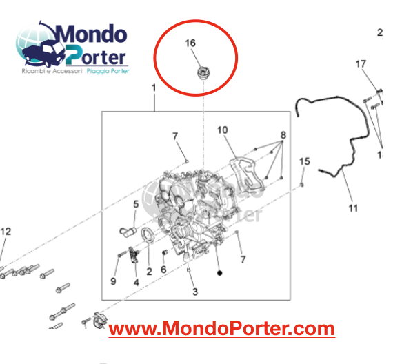 Tappo Carico Olio Piaggio Porter Diesel D120 -Motore BDT1M - Mondo Porter