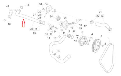 Tubo Uscita Acqua Piaggio Porter E6 2015-2017 1A005576 - Mondo Porter