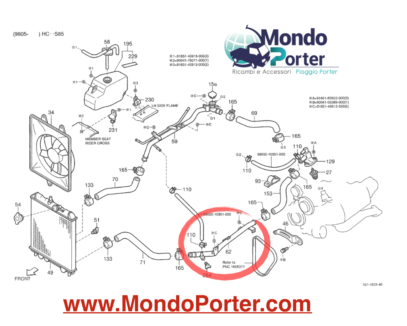 Tubo Acqua inferiore  Piaggio Porter 1650887Z05000 - Mondo Porter