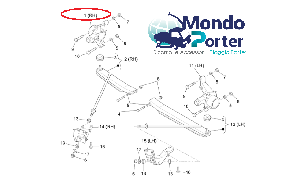 Montante Anteriore Dx Piaggio Porter Maxxi B000102 - Mondo Porter