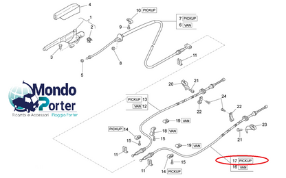 Cavo Freno Stazionamento Posteriore Sinistro Piaggio Porter Multitech B004540 - Mondo Porter
