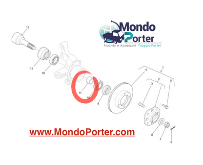 Distanziale Mozzo anteriore Piaggio Porter 9004389068000 - Mondo Porter