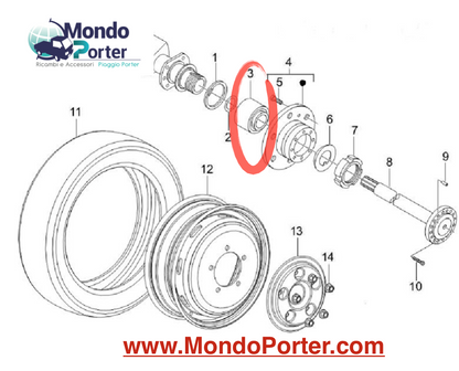 Cuscinetto Semiasse Posteriore Piaggio Porter Maxxi - Mondo Porter