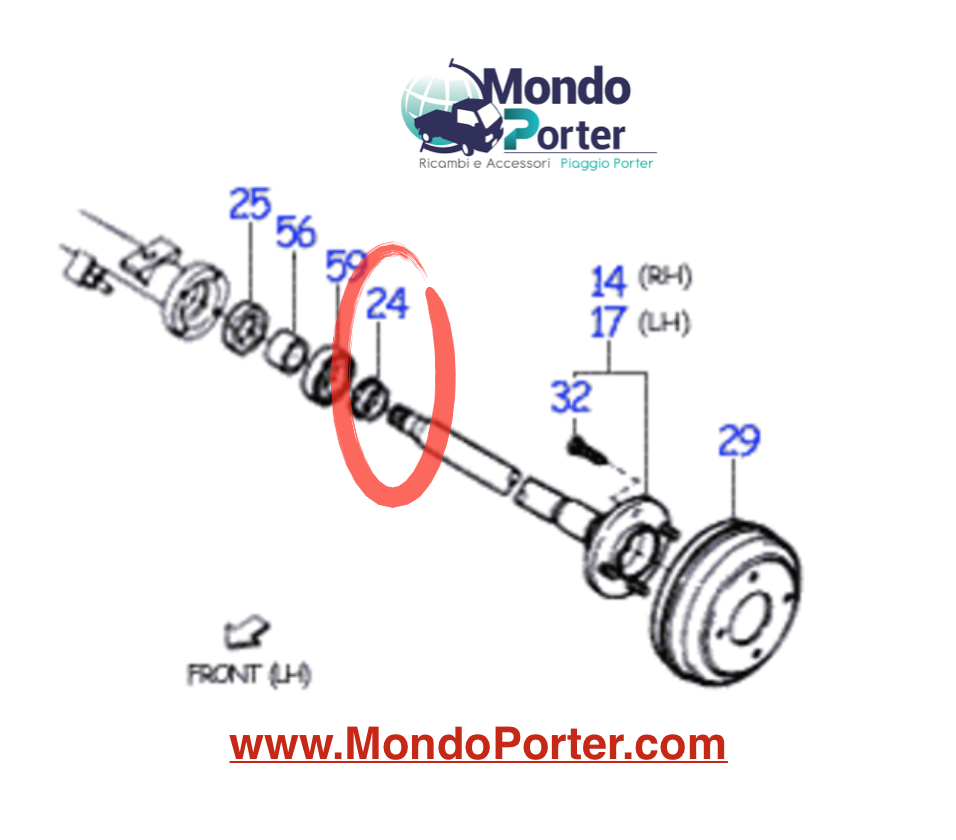 Distanziale Semiasse Posteriore Piaggio Porter 4232987Z01000 - Mondo Porter