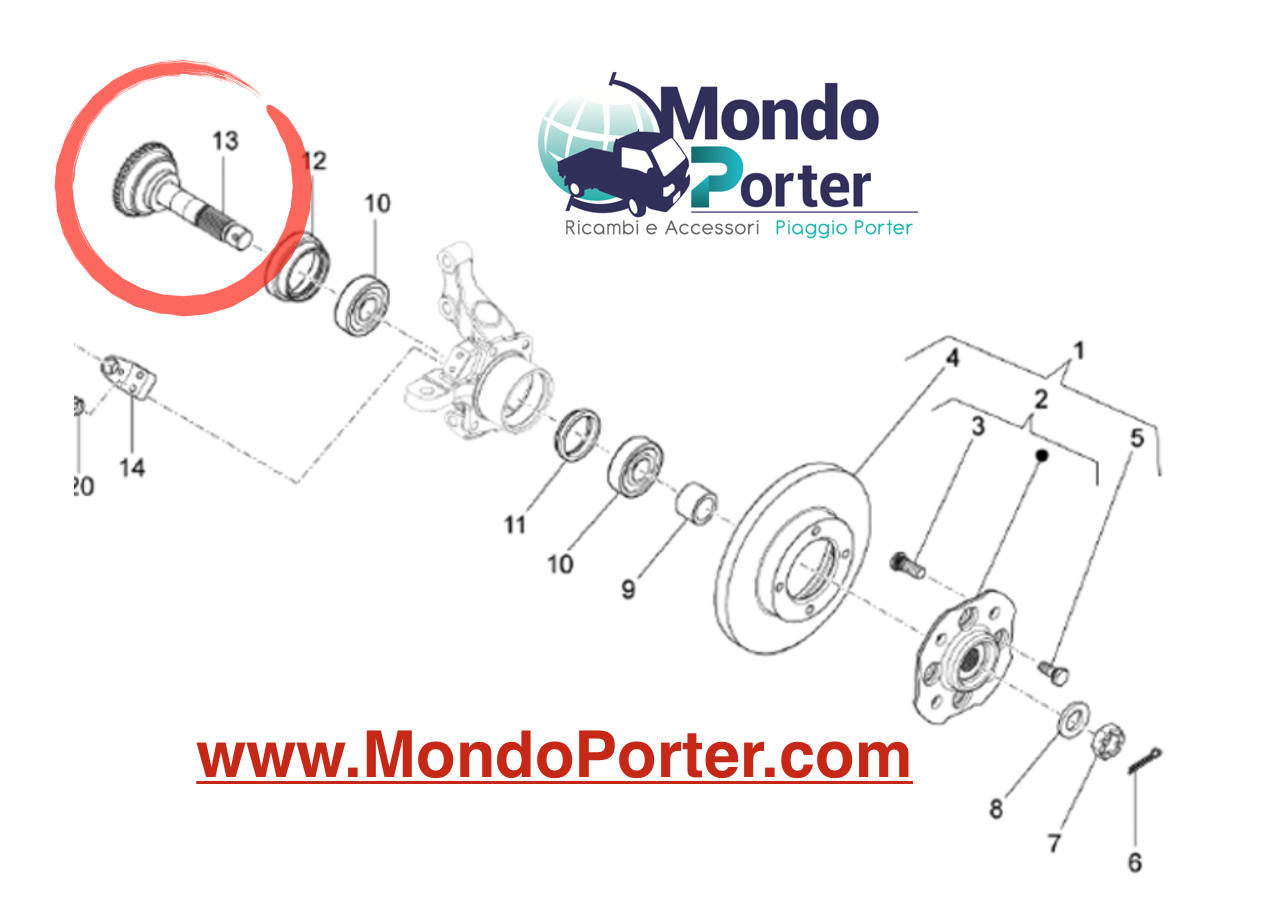 Fusello Mozzo Anteriore Piaggio Porter con ABS - Mondo Porter