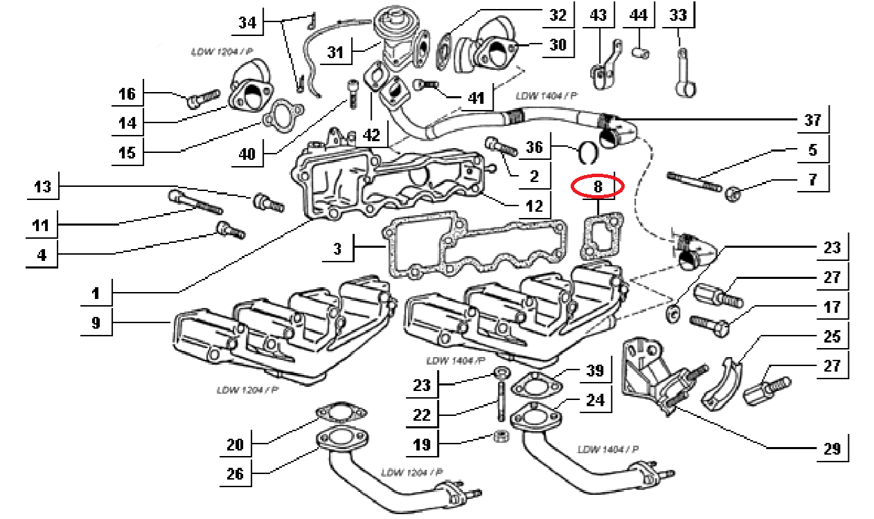 Serie Guarnizione Collettore Scarico Piaggio Porter Diesel 493111 - Mondo Porter