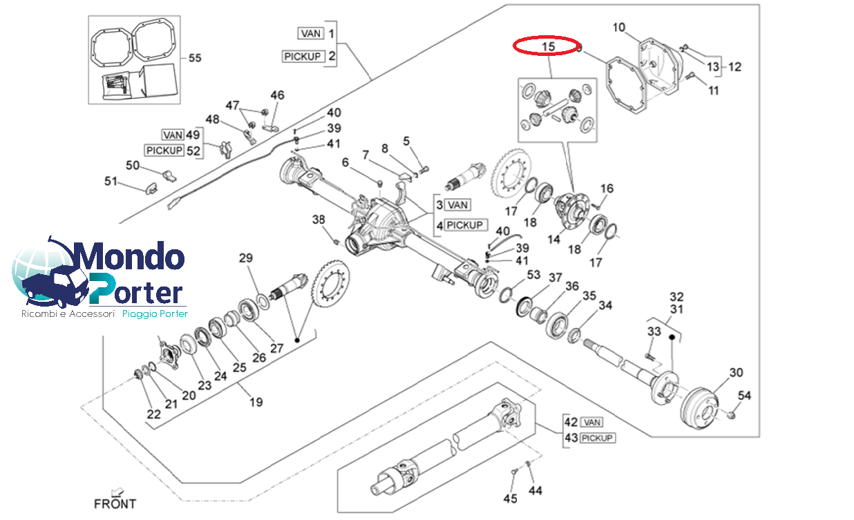 Kit Ingranaggi Differenziale Piaggio Porter  0441387Z01000 - Mondo Porter