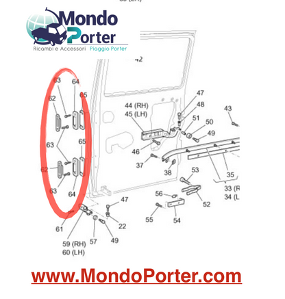 Kit Fermo Porta Scorrevole Piaggio Porter Van - Mondo Porter